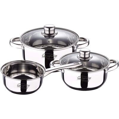 San Ignacio Cassel SG8171 - Conjunto de Panelas de Aço Inoxidável - Compatível com Todos os Fogões San Ignacio Cassel SG8171 - Conjunto de Panelas de Aço Inoxidável - Compatível com Todos os Fogões