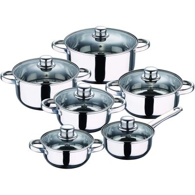 Set di Pentole in Acciaio Inox San Ignacio da 12 Pezzi - Compatibile induzione Set di Pentole in Acciaio Inox San Ignacio da 12 Pezzi - Compatibile induzione