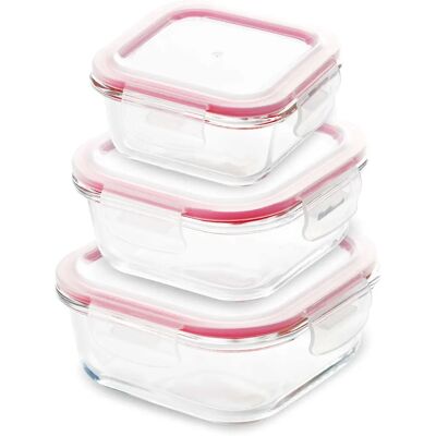 Bergner Q4052 Quadratisches Borosilikat-Glas Lunchbox-Set Bergner Q4052 Quadratisches Borosilikat-Glas Lunchbox-Set