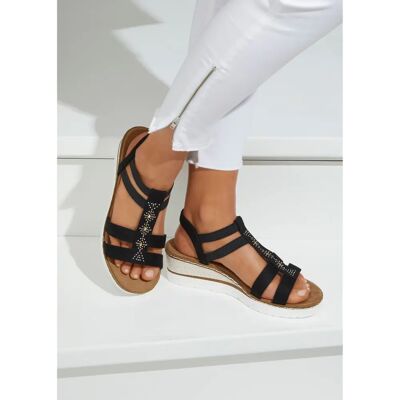 LASCANA Modell 41 Schwarze Vegane Sommerschuhe mit Keilabsatz LASCANA Modell 41 Schwarze Vegane Sommerschuhe mit Keilabsatz