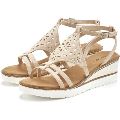 LASCANA Beigefarbene Keilabsatz Sandalette - Sommerschuh - Vegan LASCANA Beigefarbene Keilabsatz Sandalette - Sommerschuh - Vegan