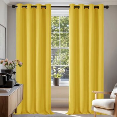Cortinas Amarelas Deconovo - Escurecedoras de Cor Única Conjunto 2 132x138cm Cortinas Amarelas Deconovo - Escurecedoras de Cor Única Conjunto 2 132x138cm