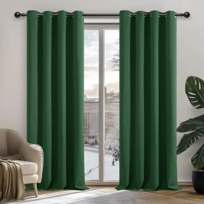 Conjunto de cortinas verde escuro Deconovo - 2 peças 140x180 cm - Cortina Conjunto de cortinas verde escuro Deconovo - 2 peças 140x180 cm - Cortina