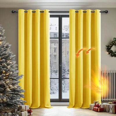 Cortinas Opacas Amarelas Deconovo 140x210 cm Cortinas Opacas Amarelas Deconovo 140x210 cm