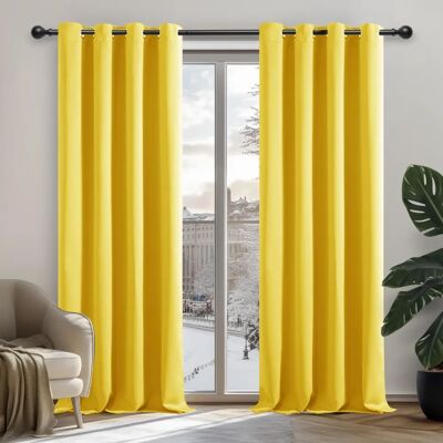 Deconovo Cortinas Blackout Amarelas 2 Peças 107x229 cm - Cortina Deconovo Cortinas Blackout Amarelas 2 Peças 107x229 cm - Cortina