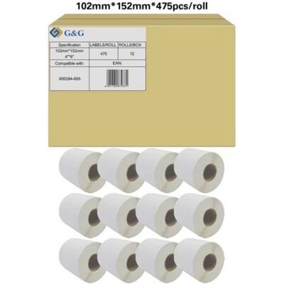 G&G Weiße Universaletiketten - 102x152mm - Selbstklebend - Packung 12 G&G Weiße Universaletiketten - 102x152mm - Selbstklebend - Packung 12