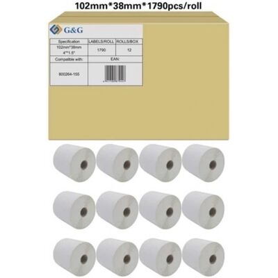 G&G 102 x 38 mm Wit Labelrol - Labelrol G&G 102 x 38 mm Wit Labelrol - Labelrol