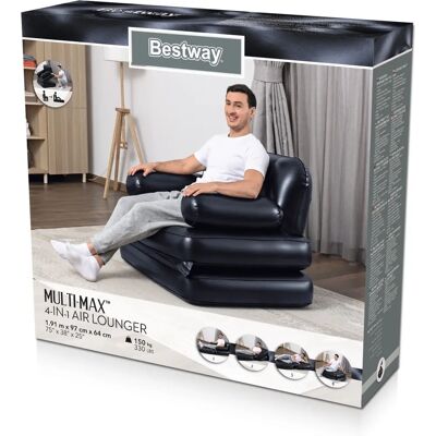 Bestway 75114 Opblaasbare Loungestoel - Opblaasbare loungestoel, zwart, 191 x 38 x 25 cm Bestway 75114 Opblaasbare Loungestoel - Opblaasbare loungestoel, zwart, 191 x 38 x 25 cm