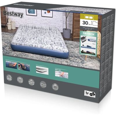 Bestway 67836 / 23 Matelas gonflable - Double, Bleu, Gris, Blanc - Publicité Bestway 67836 / 23 Matelas gonflable - Double, Bleu, Gris, Blanc - Publicité