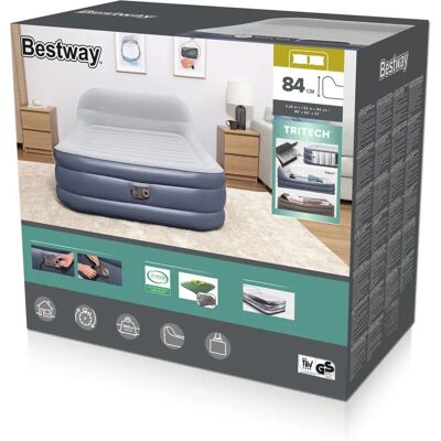 Bestway 67923 Ilmalla Täytettävä Patja - Kaksois, Harmaa & Valkoinen - Ilmava Patja Bestway 67923 Ilmalla Täytettävä Patja - Kaksois, Harmaa & Valkoinen - Ilmava Patja