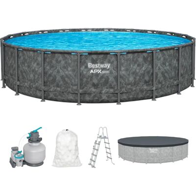 Piscine hors sol ronde Bestway APX 365 - 610 x 132 cm, Filtration sable, Polysphere, Échelle, Bâche - Publicité Piscine hors sol ronde Bestway APX 365 - 610 x 132 cm, Filtration sable, Polysphere, Échelle, Bâche - Publicité