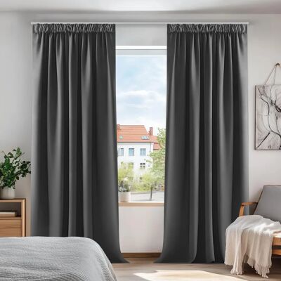 Cortinas Blackout Cinza Escuro Deconovo - 2 Peças 140x245cm Cortinas Blackout Cinza Escuro Deconovo - 2 Peças 140x245cm