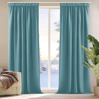 DECONOVO - Tende Oscuranti Tinta Unita con Nastro - Bleu ciel - 2 pièces - Curtains - Publicité DECONOVO - Tende Oscuranti Tinta Unita con Nastro - Bleu ciel - 2 pièces - Curtains - Publicité