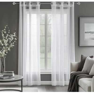 DECONOVO - Voile Eyelet - Blanc - 140x245 cm - Rideaux - Publicité DECONOVO - Voile Eyelet - Blanc - 140x245 cm - Rideaux - Publicité
