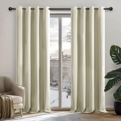 Cortinas Blackout Bege Claro - Conjunto de 2 140x260cm - Com Argolas Cortinas Blackout Bege Claro - Conjunto de 2 140x260cm - Com Argolas
