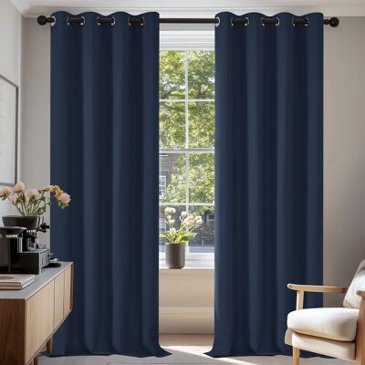 Cortinas Blackout Azul-Marinho Deconovo - 2 Peças 132x214 cm Cortinas Blackout Azul-Marinho Deconovo - 2 Peças 132x214 cm