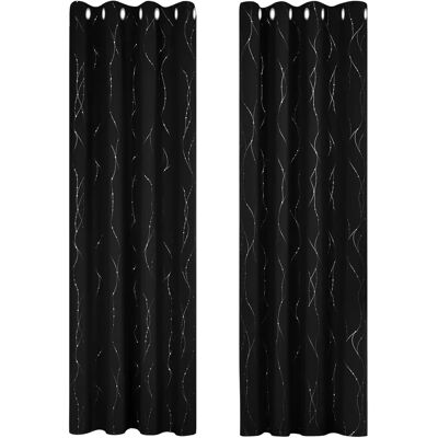 Deconovo Nero Rideaux Occultants Fil d'Argent - 140x180 cm - Rideaux Occultants - Publicité Deconovo Nero Rideaux Occultants Fil d'Argent - 140x180 cm - Rideaux Occultants - Publicité