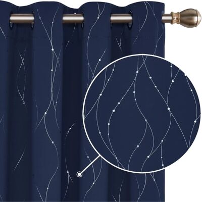 Rideaux occultants Deconovo 117x183 cm Bleu Marine - Blackout Curtains - Publicité Rideaux occultants Deconovo 117x183 cm Bleu Marine - Blackout Curtains - Publicité