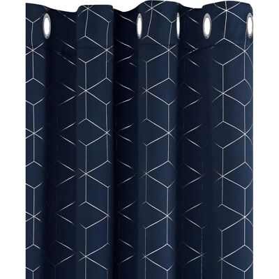 Rideaux Navy Deconovo - Motif géométrique en argent - 2 pièces 117x229 cm - Rideaux - Publicité Rideaux Navy Deconovo - Motif géométrique en argent - 2 pièces 117x229 cm - Rideaux - Publicité