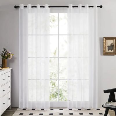 Cortina decorativa de voile branca Deconovo - 132x214 cm - Uso interno Cortina decorativa de voile branca Deconovo - 132x214 cm - Uso interno