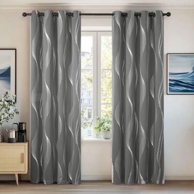 Deconovo Gray Blackout Curtains - Silver Wave Line - Modern Interior Deconovo Gray Blackout Curtains - Silver Wave Line - Modern Interior