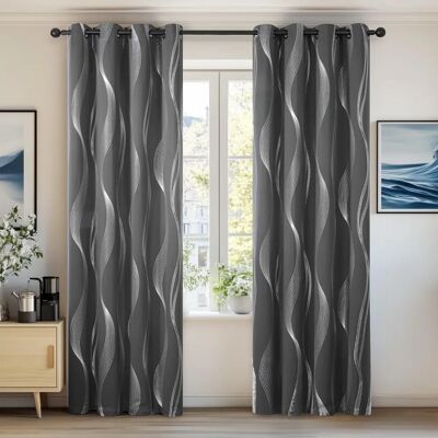 Rideaux occultants modernes gris foncé Deconovo - 140x180 cm - Obscurcissement de pièce - Publicité Rideaux occultants modernes gris foncé Deconovo - 140x180 cm - Obscurcissement de pièce - Publicité