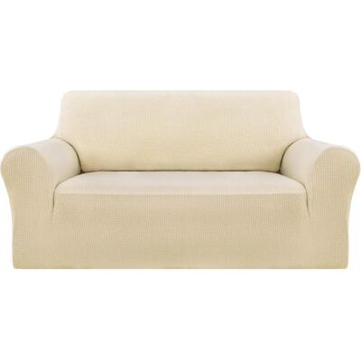 Housse de velours beige Deconovo pour canapé 2 places - Publicité Housse de velours beige Deconovo pour canapé 2 places - Publicité