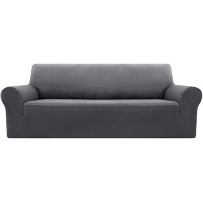 Housse de Canapé en Velours Gris Deconovo 3 Places - 180-235cm - Publicité Housse de Canapé en Velours Gris Deconovo 3 Places - 180-235cm - Publicité
