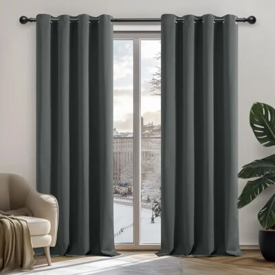 Rideaux Occultants Gris Foncé Deconovo 132x214cm - 2 Pièces - Publicité Rideaux Occultants Gris Foncé Deconovo 132x214cm - 2 Pièces - Publicité
