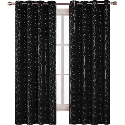 Rideaux occultants Deconovo - Motif géométrique argenté - Ensemble de 2 - 140x183 cm - Rideaux - Publicité Rideaux occultants Deconovo - Motif géométrique argenté - Ensemble de 2 - 140x183 cm - Rideaux - Publicité