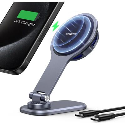 Ugreen CD380 Magnetisk telefonhållare med trådlös laddning - Grå Ugreen CD380 Magnetisk telefonhållare med trådlös laddning - Grå