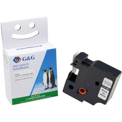 G&G D1 Etikettenband - Etikettenband, Weiß, Schwarz Druck, 19mm x 7m G&G D1 Etikettenband - Etikettenband, Weiß, Schwarz Druck, 19mm x 7m