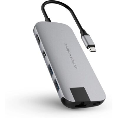 HYPER HyperDrive Slim USB 3.2 Gen 1 Tipo-C Negro, Gris - Concentrador USB HYPER HyperDrive Slim USB 3.2 Gen 1 Tipo-C Negro, Gris - Concentrador USB