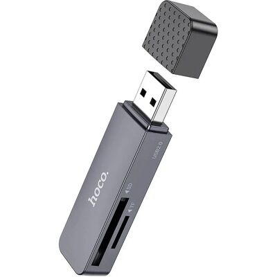 Hoco-Leser 2-in-1 Minnekortleser USB-A 2.0 Hb45 Grau - Kartenleser Hoco-Leser 2-in-1 Minnekortleser USB-A 2.0 Hb45 Grau - Kartenleser
