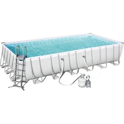 Piscina Power Steel di Bestway 56475 - Rettangolare, Blu, Grigia Piscina Power Steel di Bestway 56475 - Rettangolare, Blu, Grigia