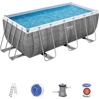 Piscina Rettangolare Power Steel di Bestway - Design Rattan Resistente Piscina Rettangolare Power Steel di Bestway - Design Rattan Resistente
