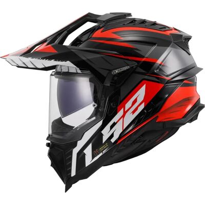 LS2 MX701 Explorer Spire Motorradhelm - Schwarz Titan Rot - L LS2 MX701 Explorer Spire Motorradhelm - Schwarz Titan Rot - L