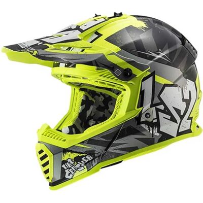 Casco da motocross LS2 MX437 Fast Evo II Mini Crusher per bambini - Nero Giallo Casco da motocross LS2 MX437 Fast Evo II Mini Crusher per bambini - Nero Giallo