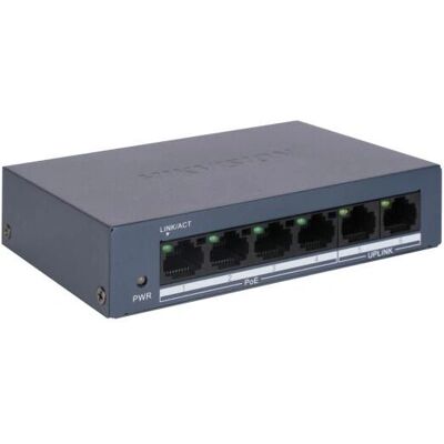 Hikvision DS-XS0106-P Conmutador de Red PoE No gestionado Hikvision DS-XS0106-P Conmutador de Red PoE No gestionado