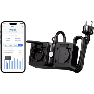 Tomada WiFi Meross para Uso Interno/Externo - Resistente às intempéries, Controle por voz Tomada WiFi Meross para Uso Interno/Externo - Resistente às intempéries, Controle por voz