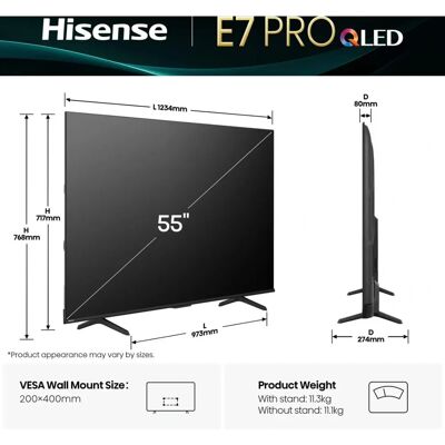 Hisense 55E77Q PRO 55" 4K Ultra HD Smart TV Wi-Fi Zwart - Smart TV Hisense 55E77Q PRO 55" 4K Ultra HD Smart TV Wi-Fi Zwart - Smart TV