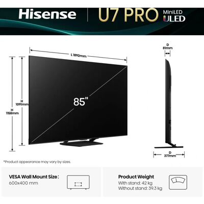 Hisense U7Q PRO 85" Mini LED 4K Ultra HD Smart TV - Smart TV Hisense U7Q PRO 85" Mini LED 4K Ultra HD Smart TV - Smart TV