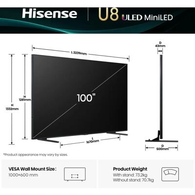 Hisense 100U8Q 100'' 4K Ultra HD Smart TV - Smart TV - Publicité Hisense 100U8Q 100'' 4K Ultra HD Smart TV - Smart TV - Publicité
