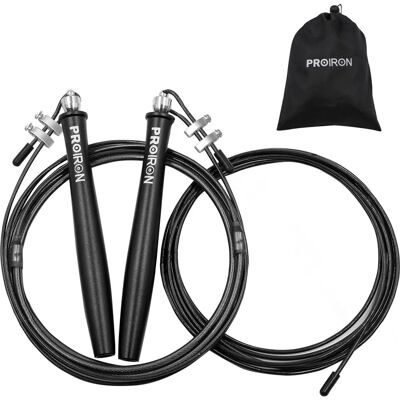 Proiron Corde à Sauter Rapide - Réglable, 300cm, Noir - Publicité Proiron Corde à Sauter Rapide - Réglable, 300cm, Noir - Publicité