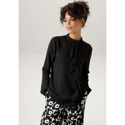 ANISTON CASUAL Modell 44 Schwarze Bluse mit Rüsche - Bluse ANISTON CASUAL Modell 44 Schwarze Bluse mit Rüsche - Bluse