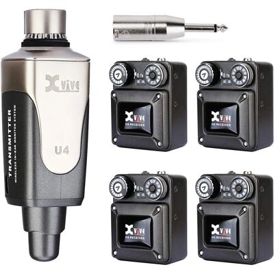 Système In-Ear sans fil Xvive U4R4 - 4 Récepteurs Système In-Ear sans fil Xvive U4R4 - 4 Récepteurs