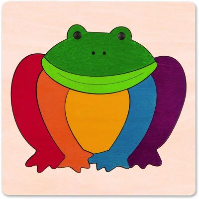 Puzzle en bois grenouille arc-en-ciel de George Luck - 7 pièces pour enfants 3+ - Jouet éducatif - Publicité Puzzle en bois grenouille arc-en-ciel de George Luck - 7 pièces pour enfants 3+ - Jouet éducatif - Publicité