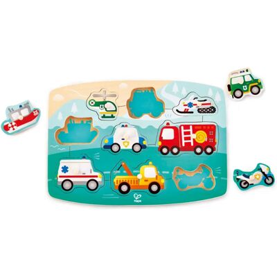 Hape Noodgeval Puzzel - 10 Voertuigen Educatief Speelgoed voor Peuters Hape Noodgeval Puzzel - 10 Voertuigen Educatief Speelgoed voor Peuters