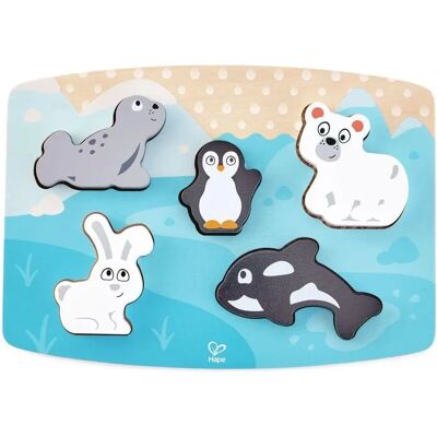 Hape Polar Animal Touch Puzzle - Puzzle, Sensory, Eco-Friendly, 6 Pieces Hape Polar Animal Touch Puzzle - Puzzle, Sensory, Eco-Friendly, 6 Pieces
