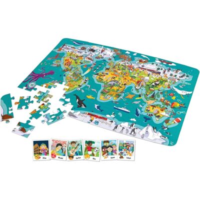 Hape 2-w-1 Podróż Światowa Puzzle i Gra - Edukacyjna Zabawa dla Dzieci Hape 2-w-1 Podróż Światowa Puzzle i Gra - Edukacyjna Zabawa dla Dzieci